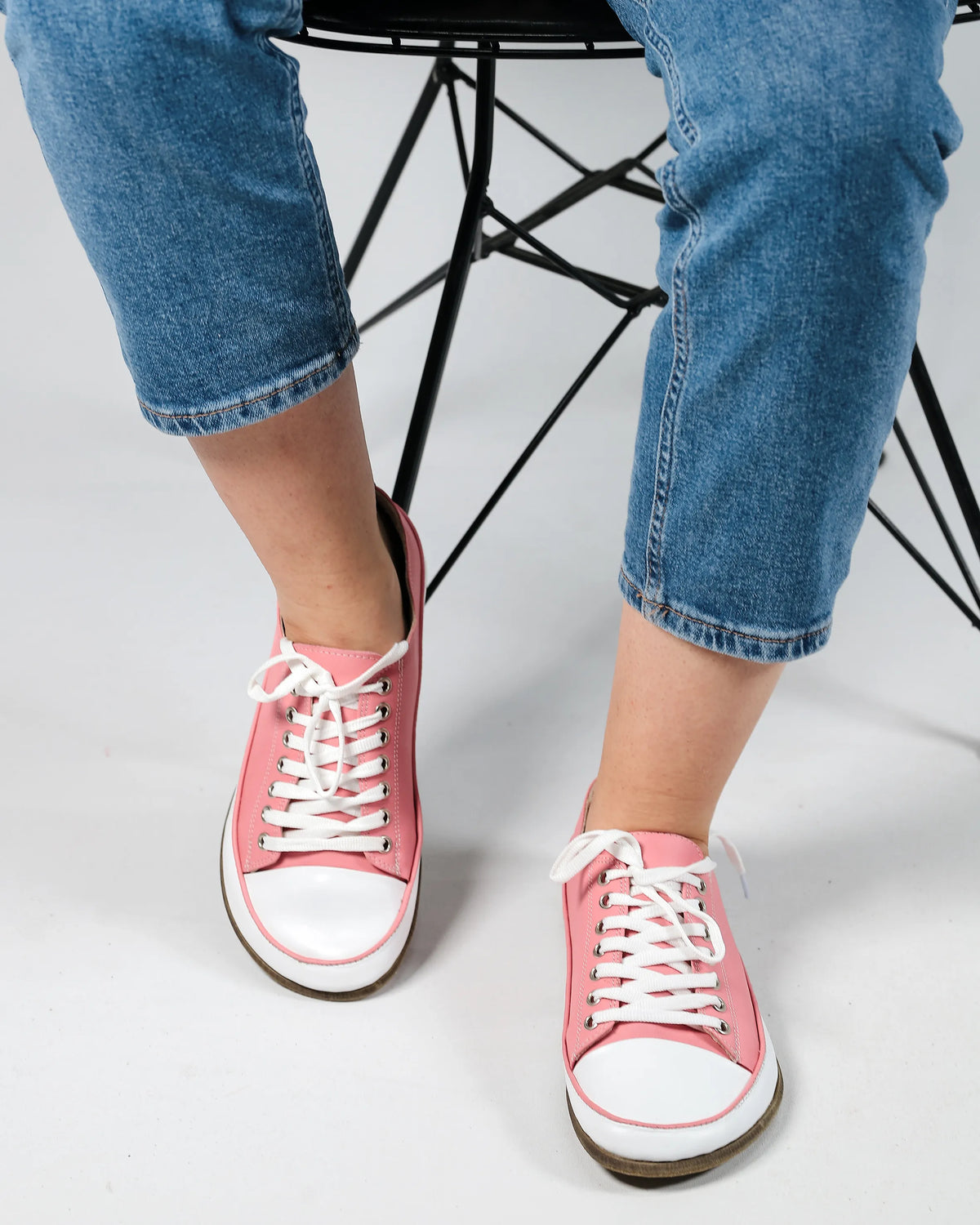 Smooth Barefoot Converse Shoes – Classic Sole — Leather Sole – Pink