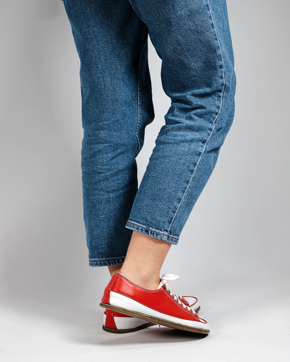 Smooth Barefoot Converse Shoes – Classic Sole — Leather Sole – Red