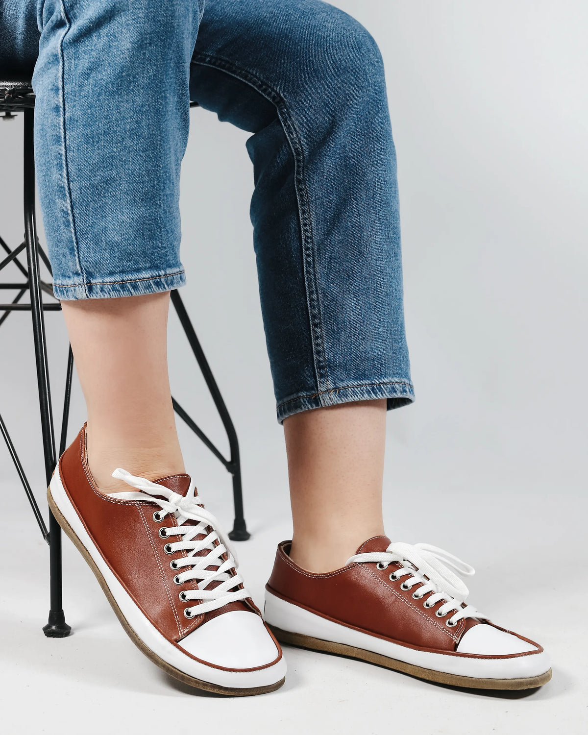 Smooth Barefoot Converse Shoes – Classic Sole — Leather Sole – Brown