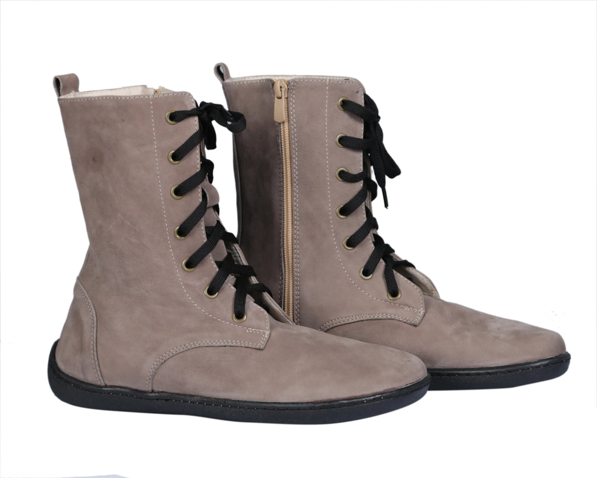 Nubuck Barefoot Long Boots Shoes – 6mm Rubber Sole – Smoked
