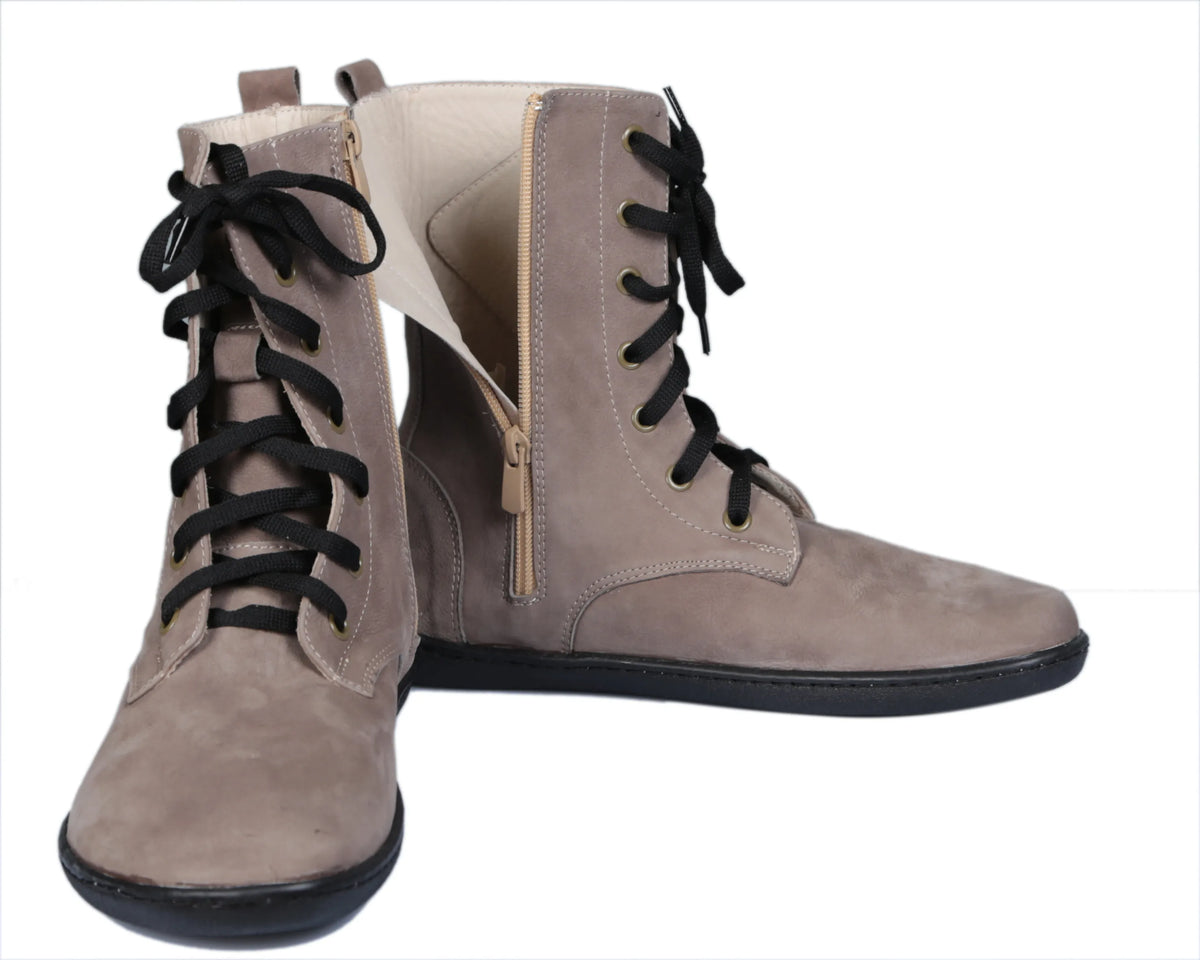 Nubuck Barefoot Long Boots Shoes – 6mm Rubber Sole – Smoked