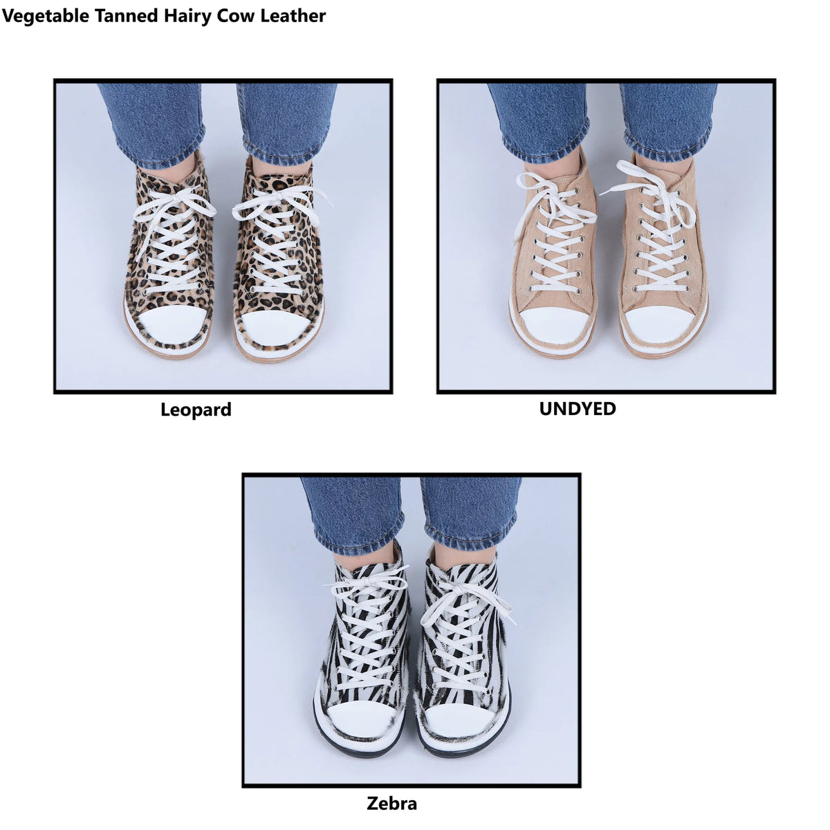 Hair Barefoot Long Boots Converse Shoes – 6mm Rubber Sole – Zebra