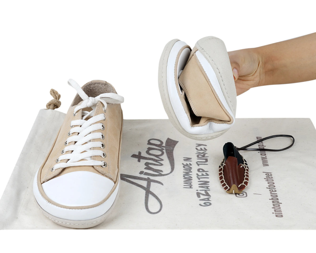 Nubuck Barefoot Converse Shoes – 6mm Rubber Sole – Cream