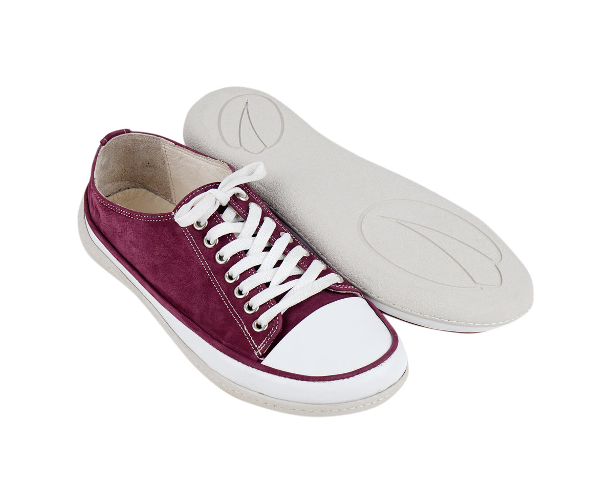 Nubuck Barefoot Converse Shoes – 6mm Rubber Sole – Burgundy