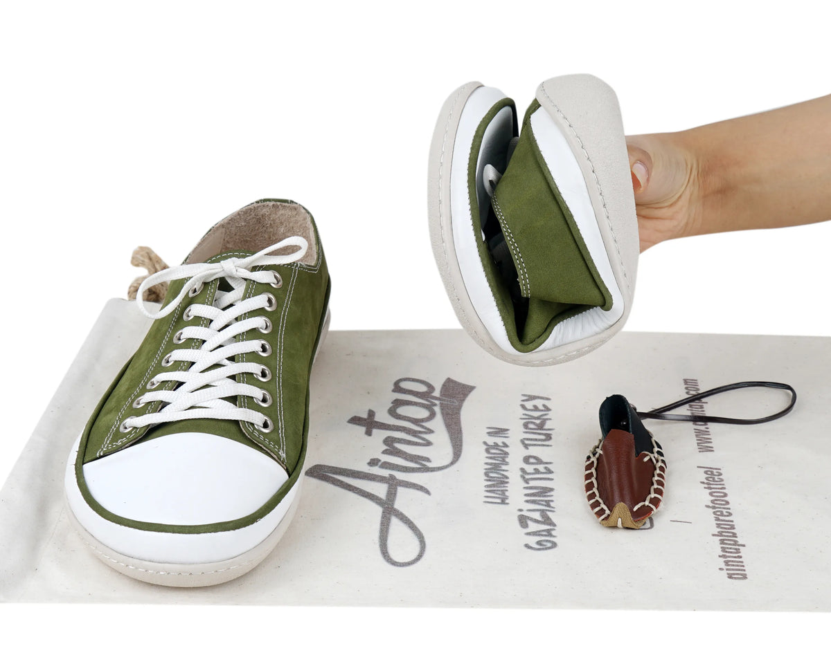 Nubuck Barefoot Converse Shoes – 6mm Rubber Sole – Green