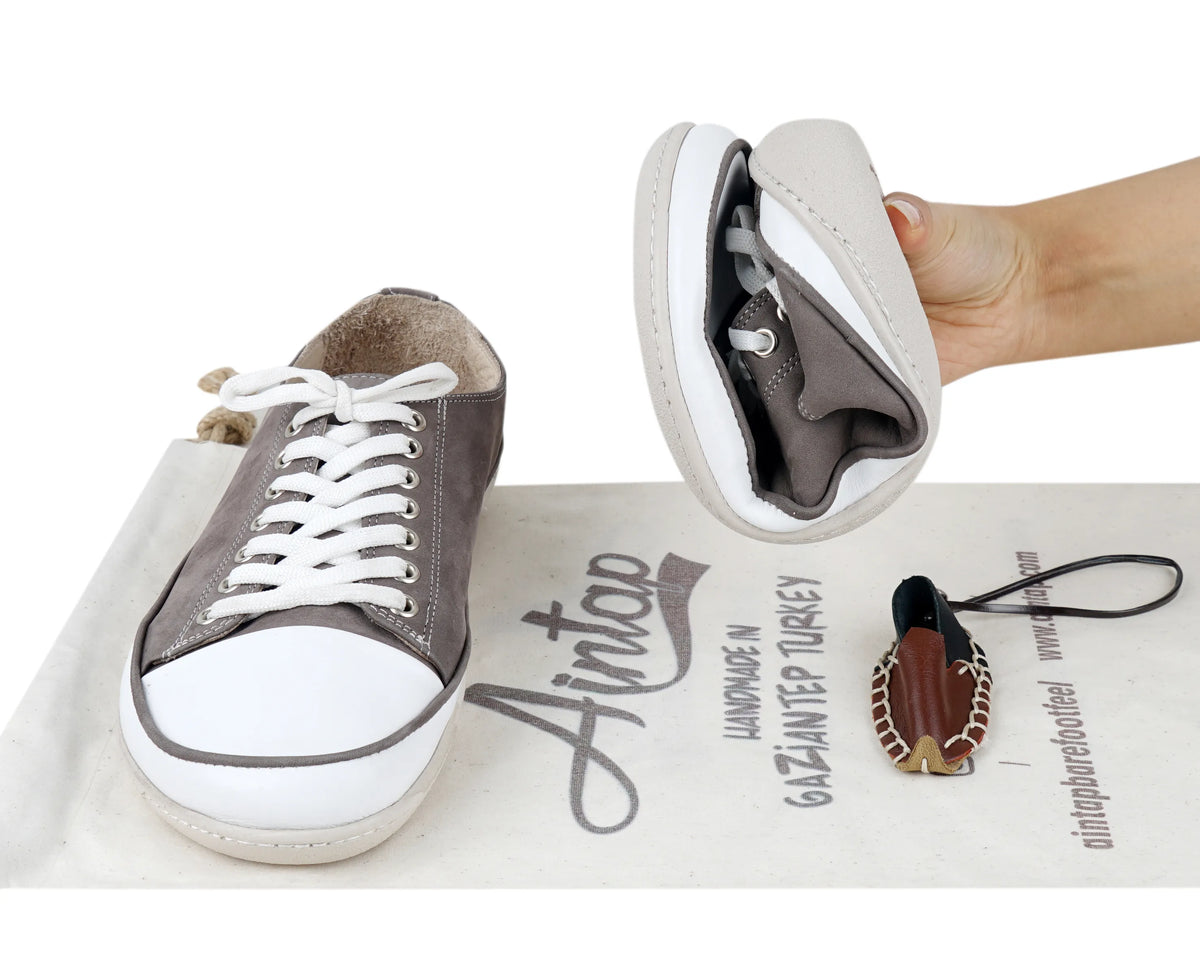 Nubuck Barefoot Converse Shoes – 6mm Rubber Sole – Gray