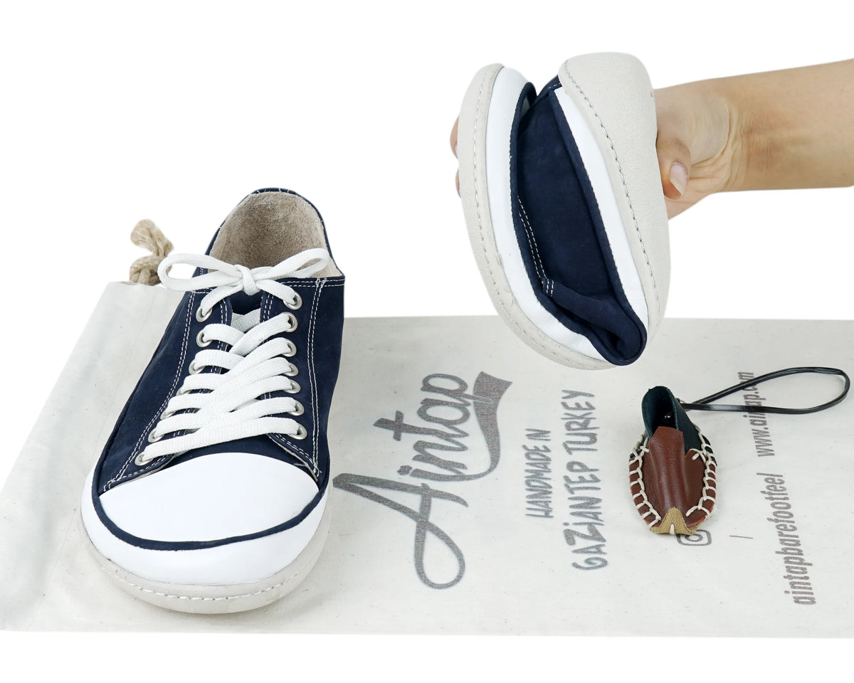 Nubuck Barefoot Converse Shoes – 6mm Rubber Sole – Navy Blue