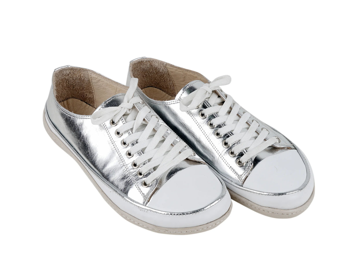 Bright Barefoot Converse Shoes – 6mm Rubber Sole – Silver