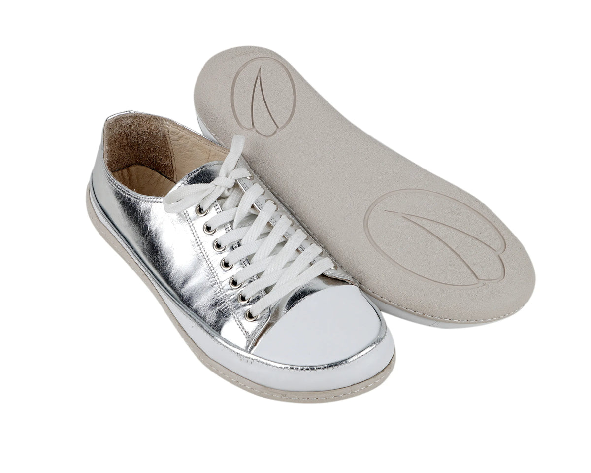 Bright Barefoot Converse Shoes – 6mm Rubber Sole – Silver