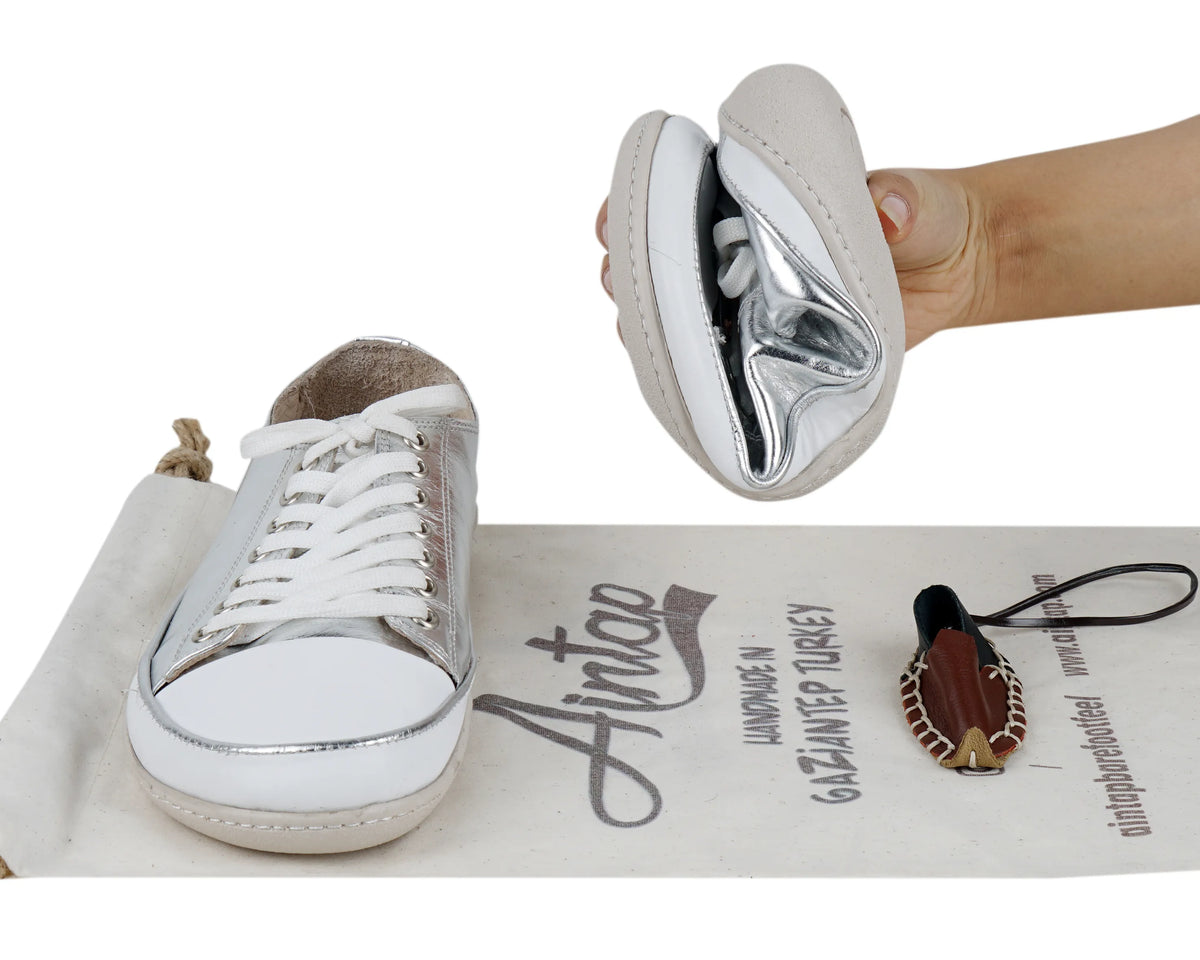 Bright Barefoot Converse Shoes – 6mm Rubber Sole – Silver