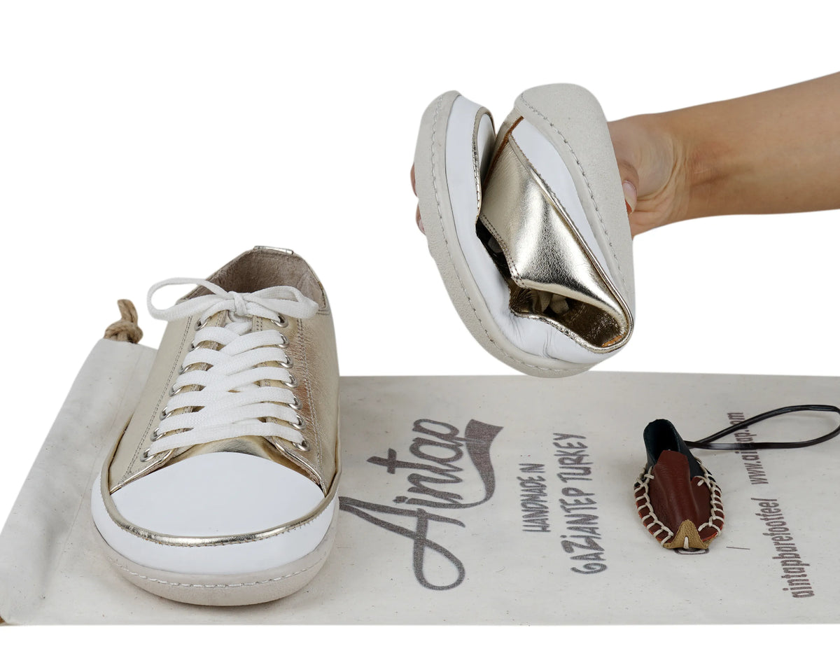 Bright Barefoot Converse Shoes – 6mm Rubber Sole – Gold