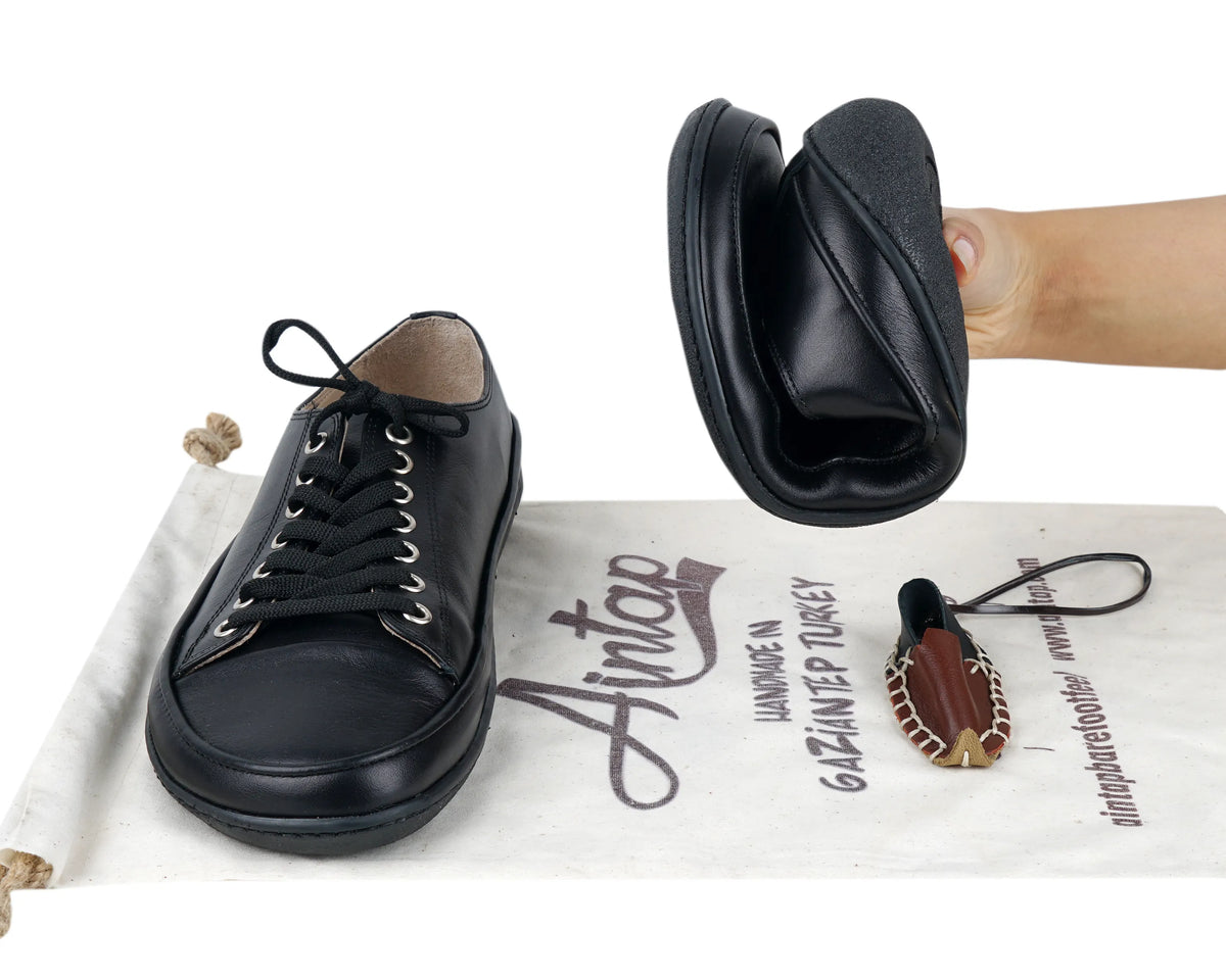 Smooth Barefoot Converse Shoes – 6mm Rubber Sole – Full Black