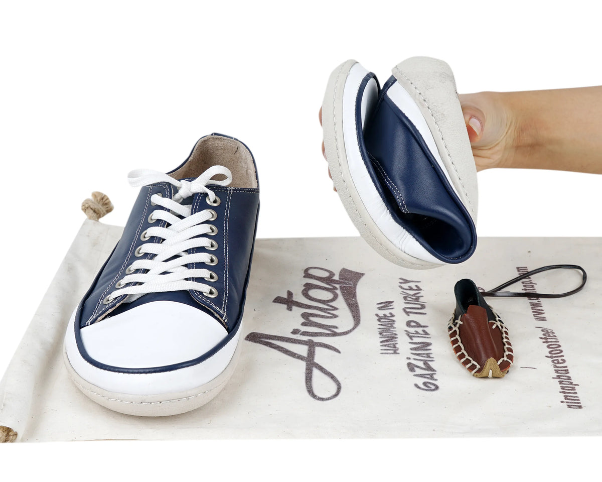 Smooth Barefoot Converse Shoes – 6mm Rubber Sole – Navy Blue