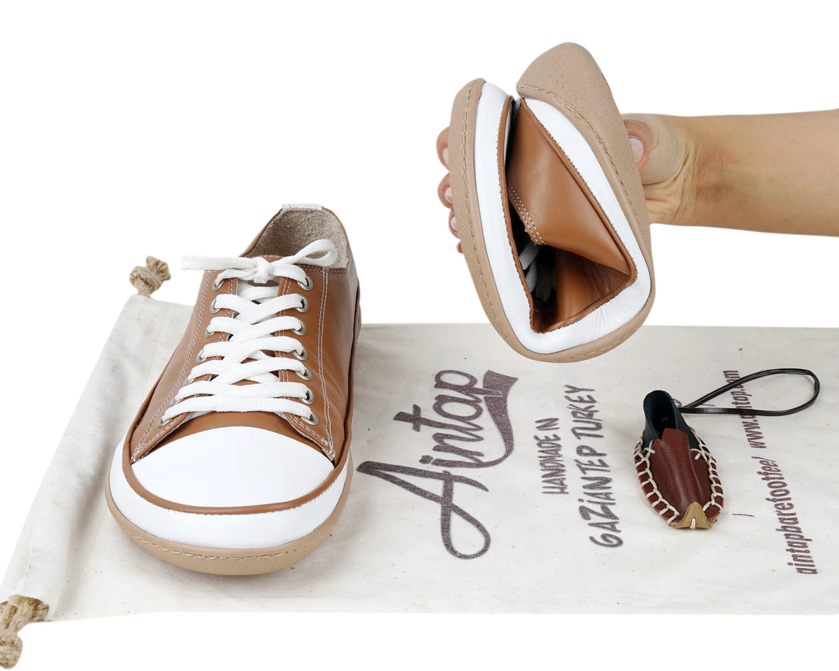 Smooth Barefoot Converse Shoes – 6mm Rubber Sole – Tan