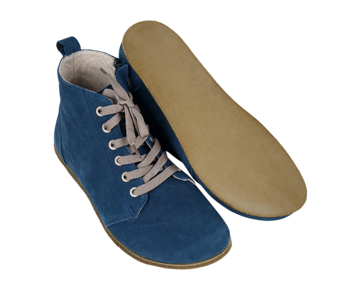 Nubuck Barefoot Laces Short Boots Shoes – Classic Sole — Leather Sole – Jeans