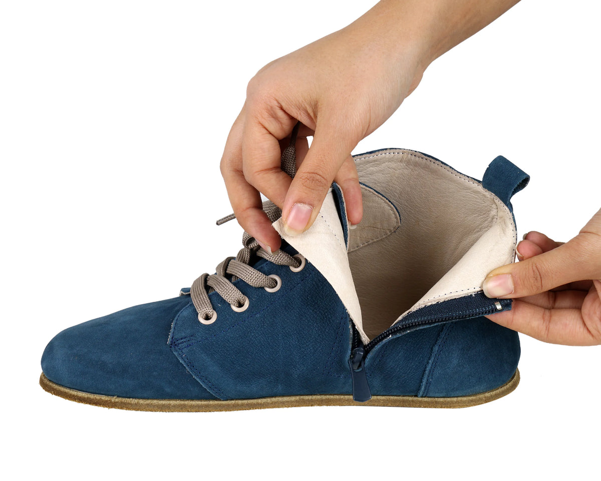 Nubuck Barefoot Laces Short Boots Shoes – Classic Sole — Leather Sole – Jeans