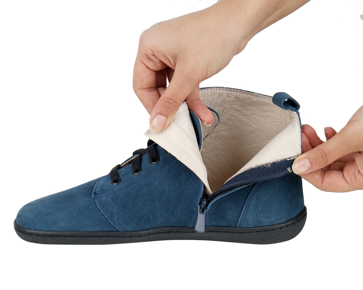 Nubuck Barefoot Laces Short Boots Shoes – 6mm Rubber Sole – Jeans