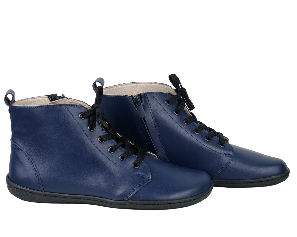Smooth Barefoot Laces Short Boots Shoes – 6mm Rubber Sole – Navy Blue