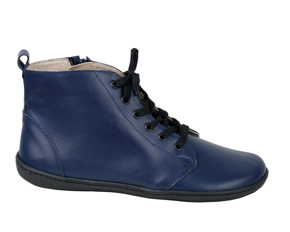 Smooth Barefoot Laces Short Boots Shoes – 6mm Rubber Sole – Navy Blue