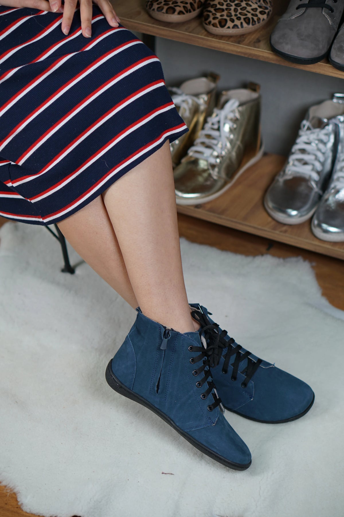 Nubuck Barefoot Laces Short Boots Shoes – 6mm Rubber Sole – Jeans