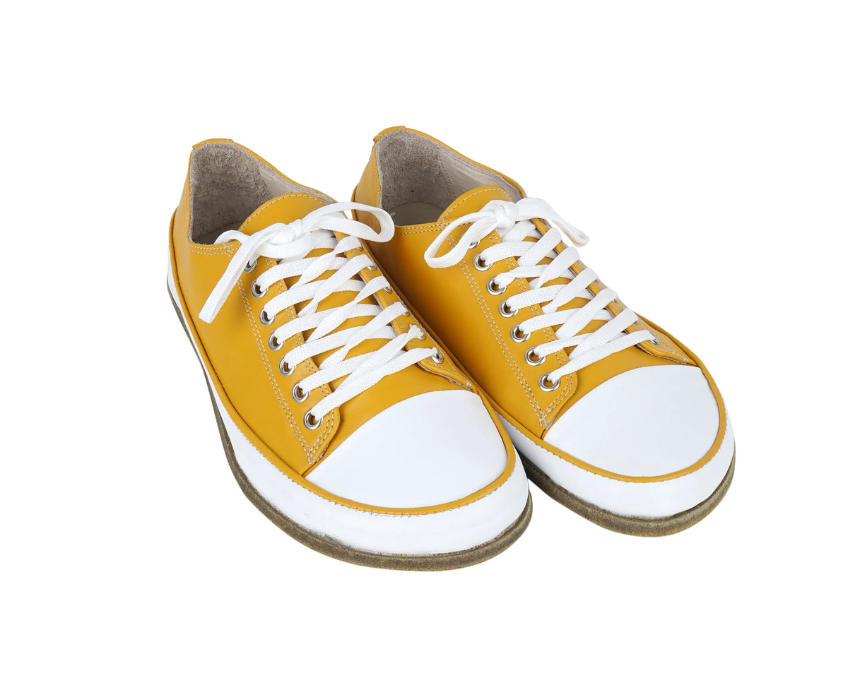 Smooth Barefoot Converse Shoes – Classic Sole — Leather Sole – Mustard