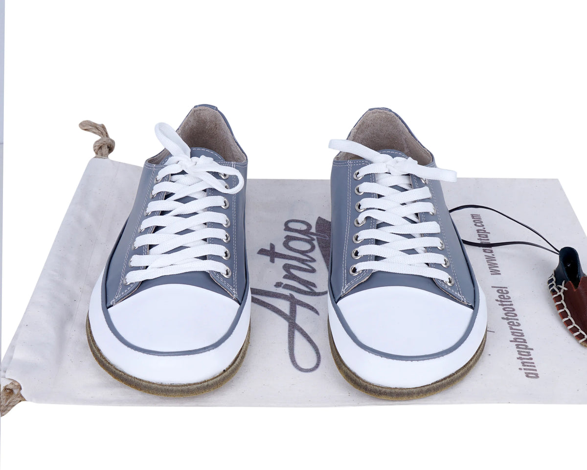Smooth Barefoot Converse Shoes – Classic Sole — Leather Sole – Gray
