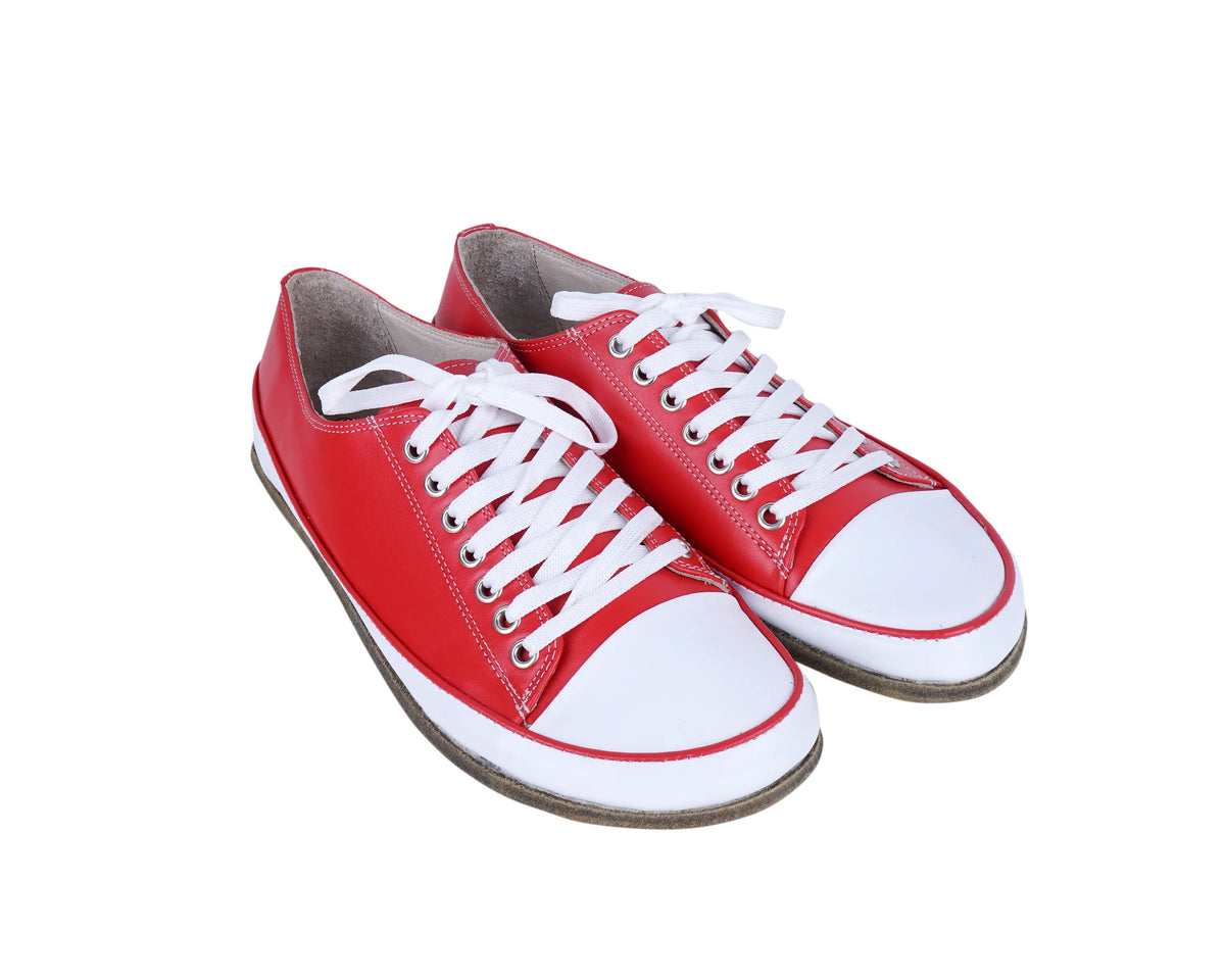 Smooth Barefoot Converse Shoes – Classic Sole — Leather Sole – Red