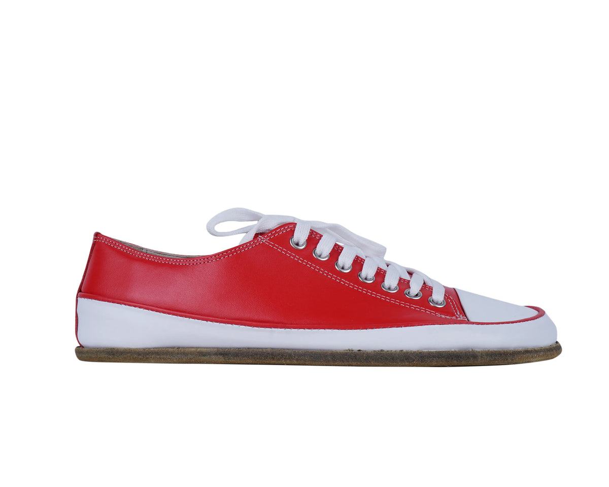 Smooth Barefoot Converse Shoes – Classic Sole — Leather Sole – Red