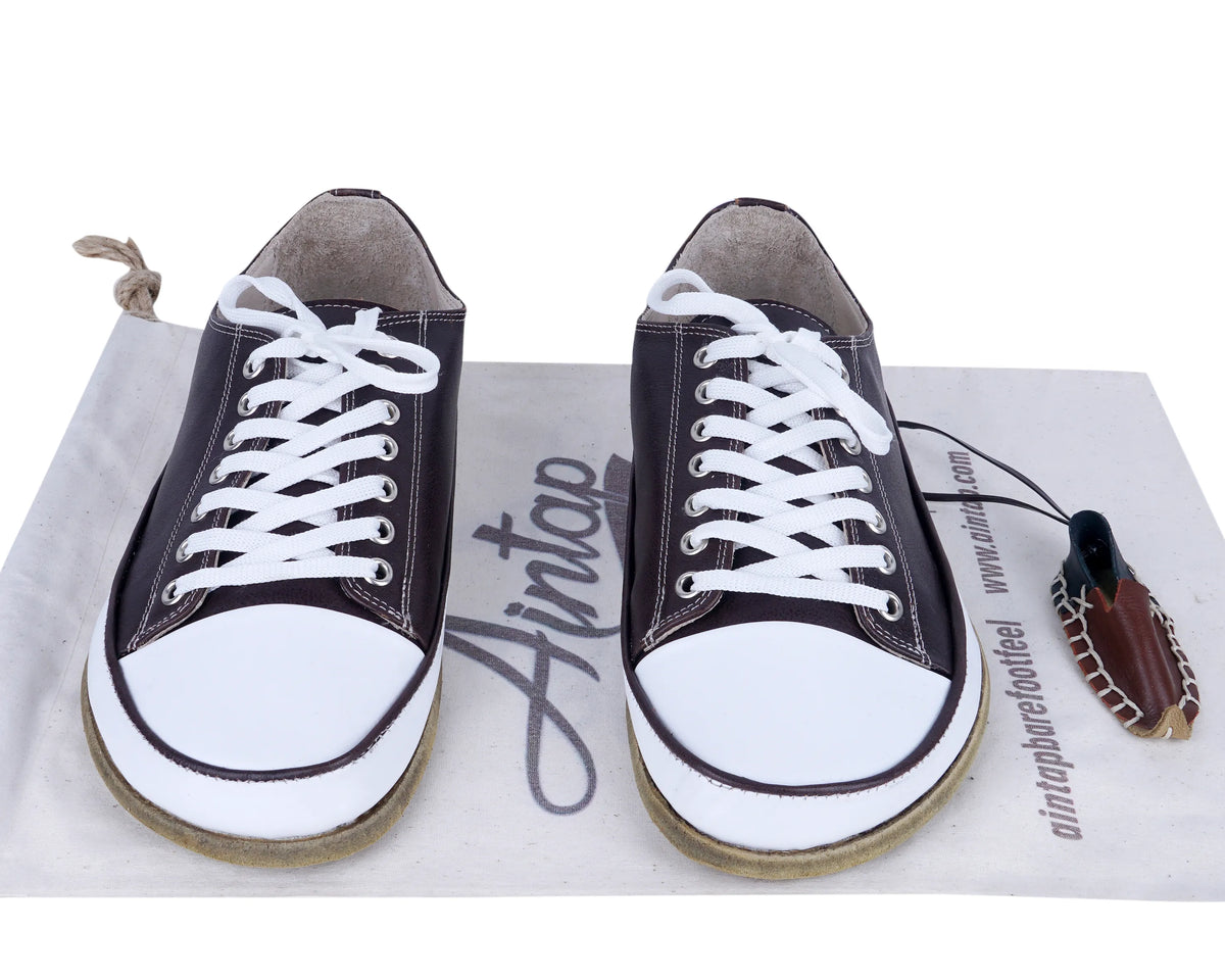 Smooth Barefoot Converse Shoes – Classic Sole — Leather Sole – Dark Brown