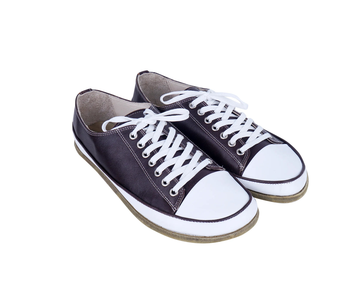 Smooth Barefoot Converse Shoes – Classic Sole — Leather Sole – Dark Brown