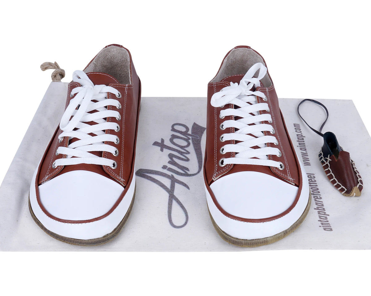 Smooth Barefoot Converse Shoes – Classic Sole — Leather Sole – Brown