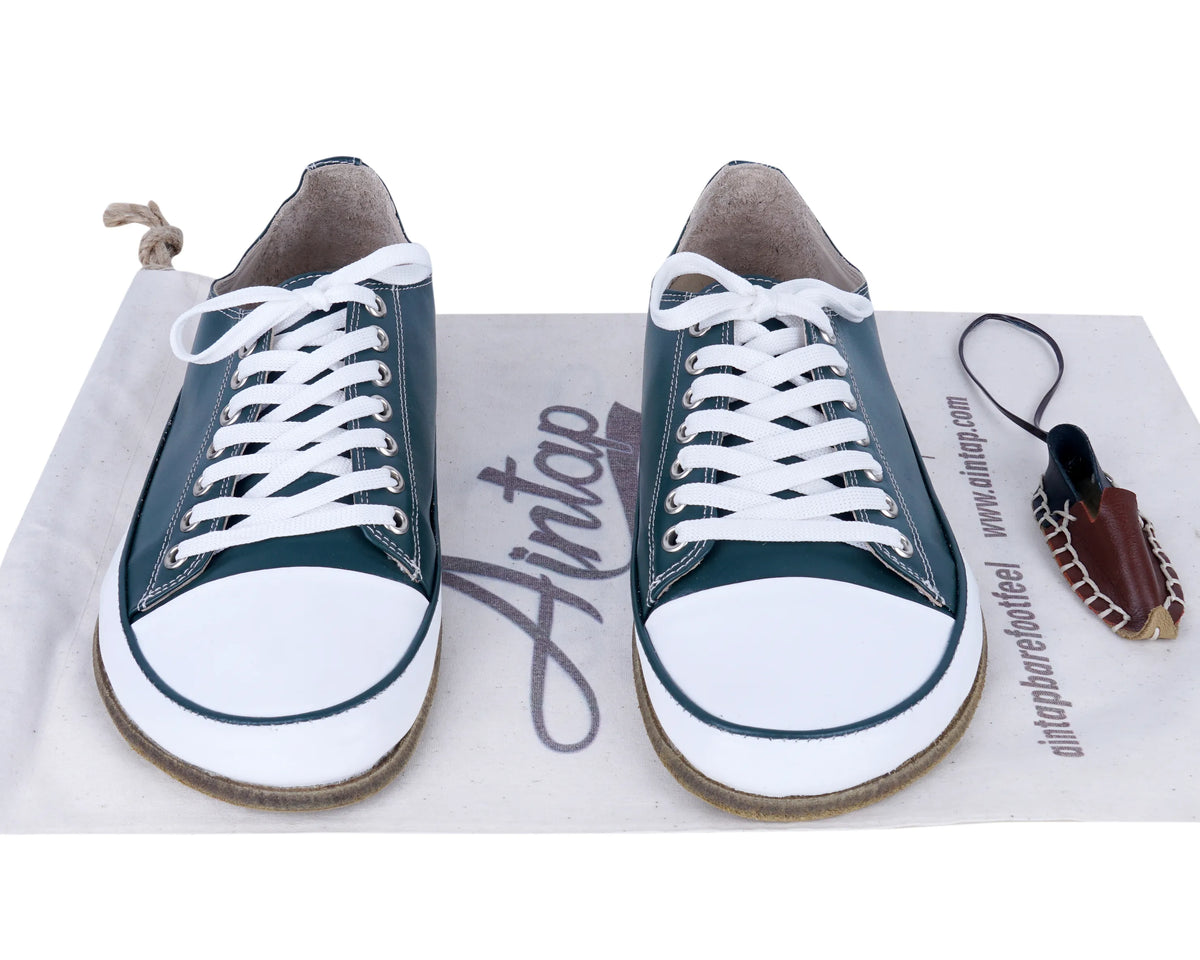 Smooth Barefoot Converse Shoes – Classic Sole — Leather Sole – Green
