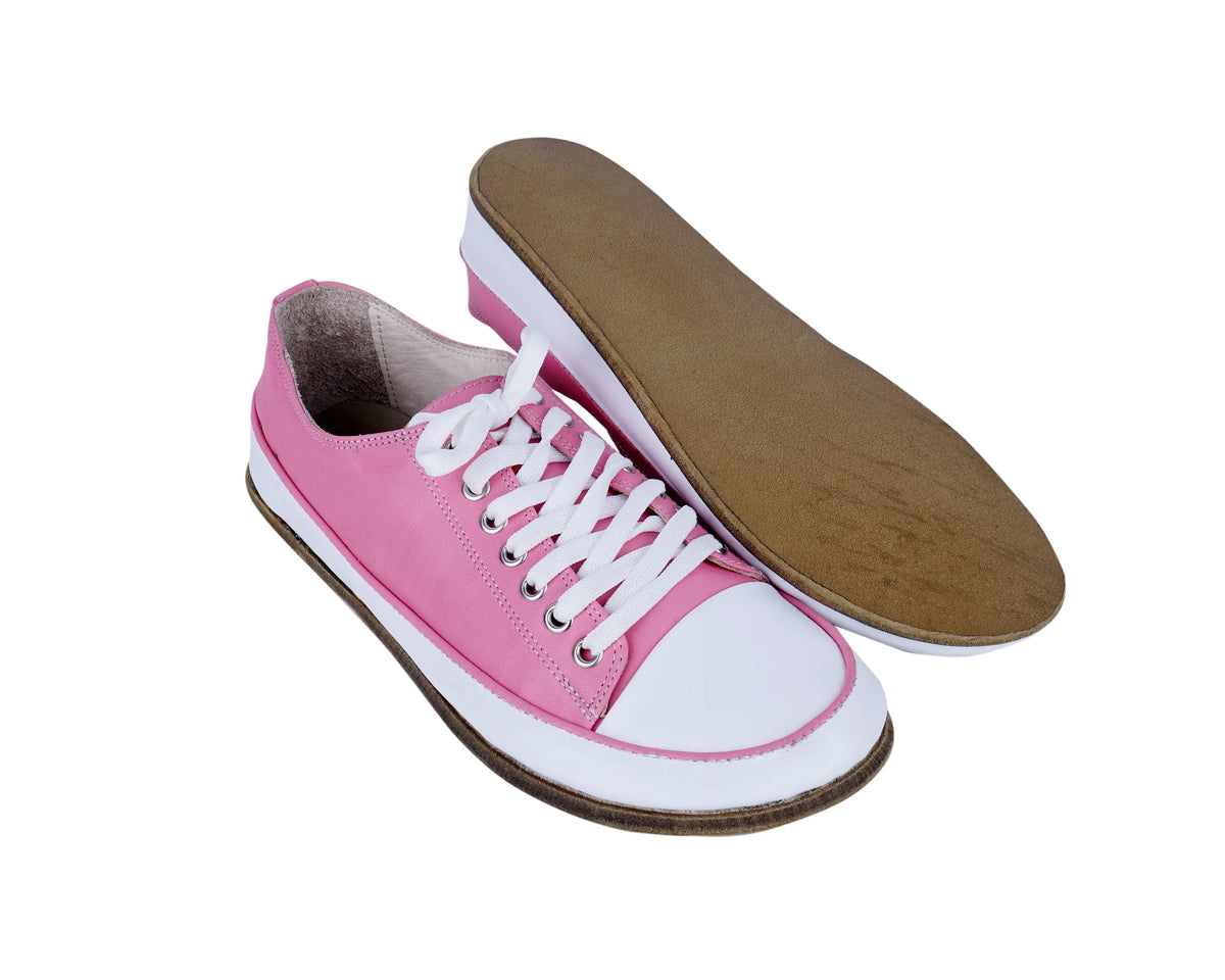 Smooth Barefoot Converse Shoes – Classic Sole — Leather Sole – Pink