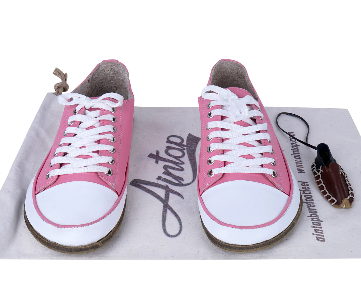 Smooth Barefoot Converse Shoes – Classic Sole — Leather Sole – Pink