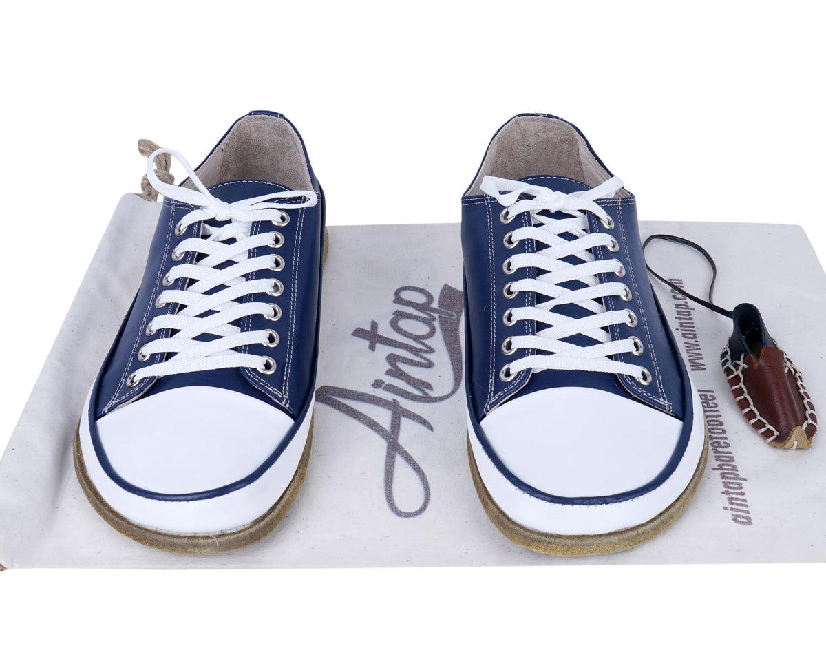 Smooth Barefoot Converse Shoes – Classic Sole — Leather Sole – Navy Blue