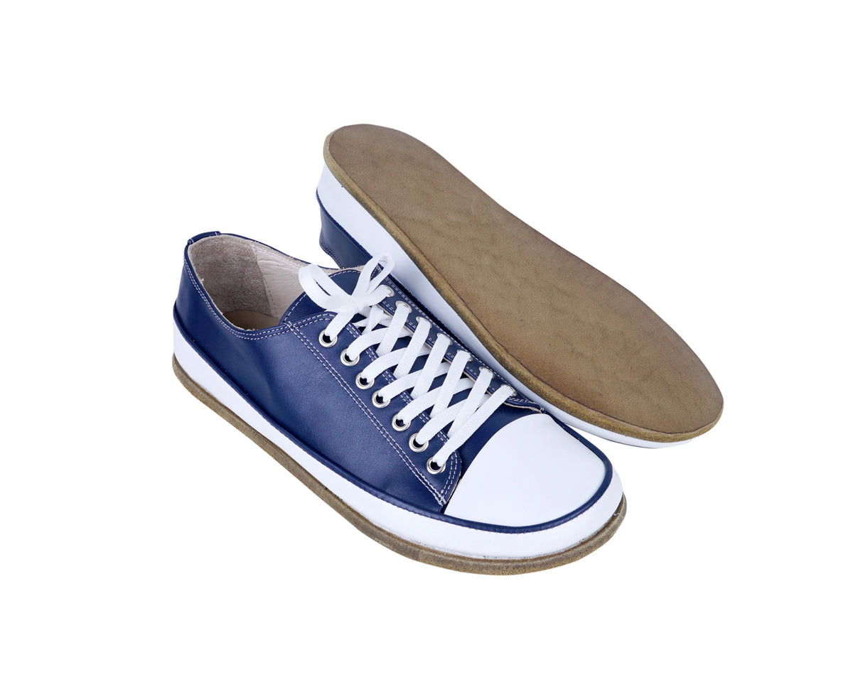 Smooth Barefoot Converse Shoes – Classic Sole — Leather Sole – Navy Blue