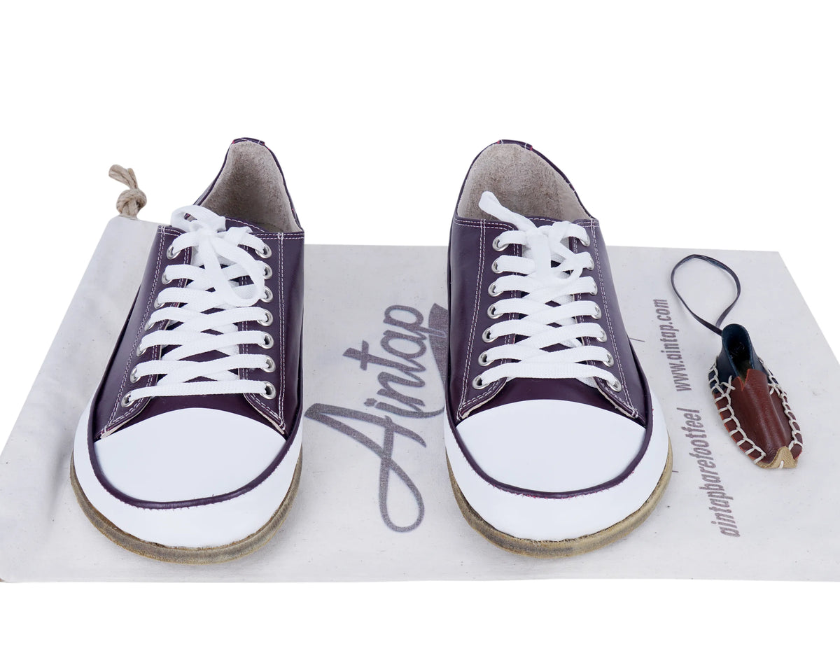 Smooth Barefoot Converse Shoes – Classic Sole — Leather Sole – Burgundy