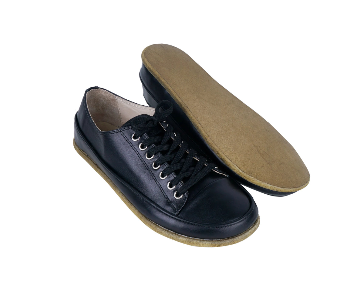 Smooth Barefoot Converse Shoes – Classic Sole — Leather Sole – Black