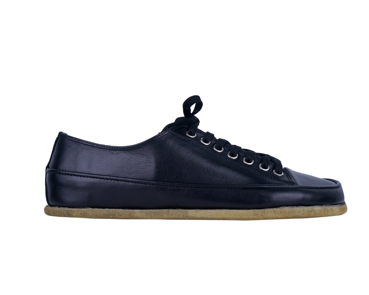Smooth Barefoot Converse Shoes – Classic Sole — Leather Sole – Full Black
