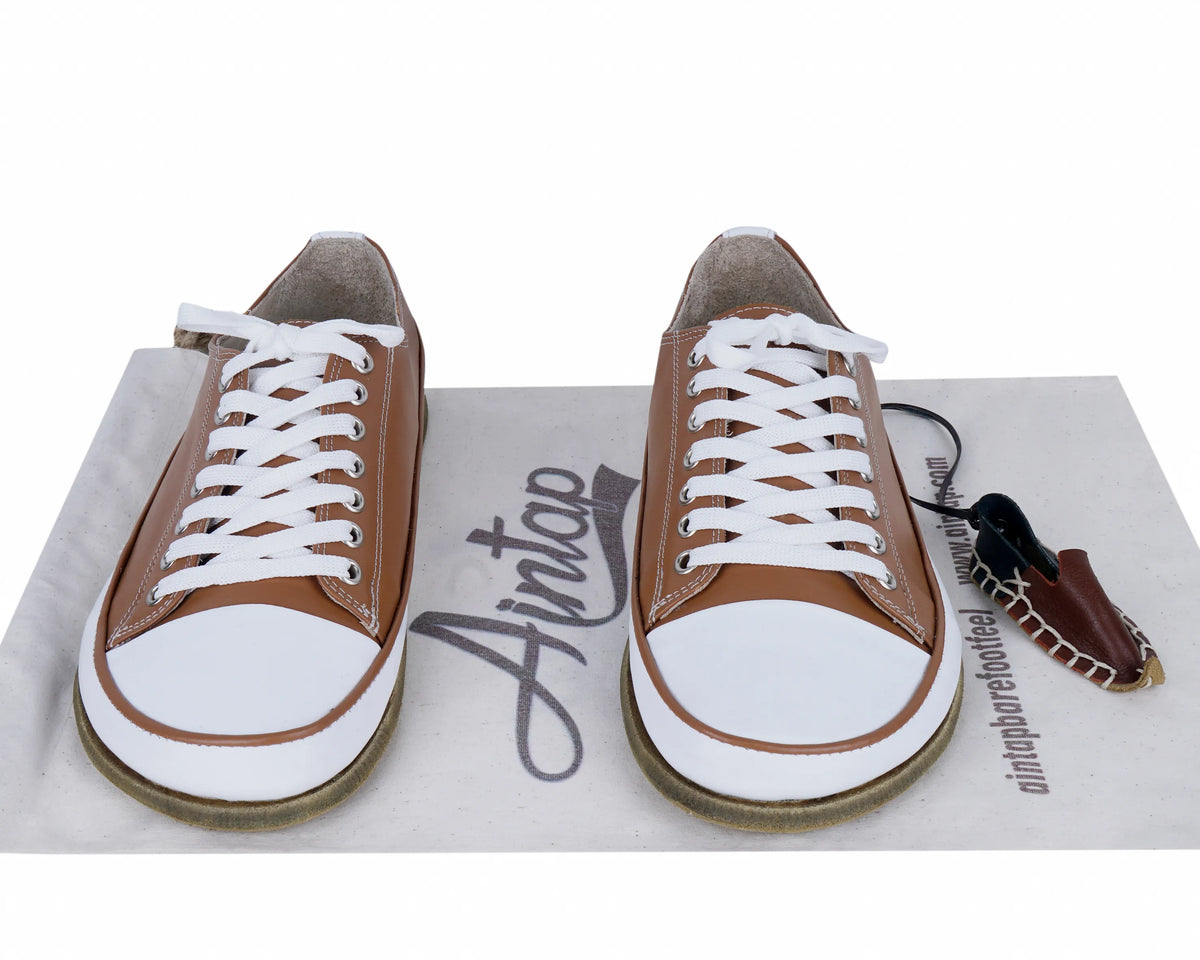 Smooth Barefoot Converse Shoes – Classic Sole — Leather Sole – Tan