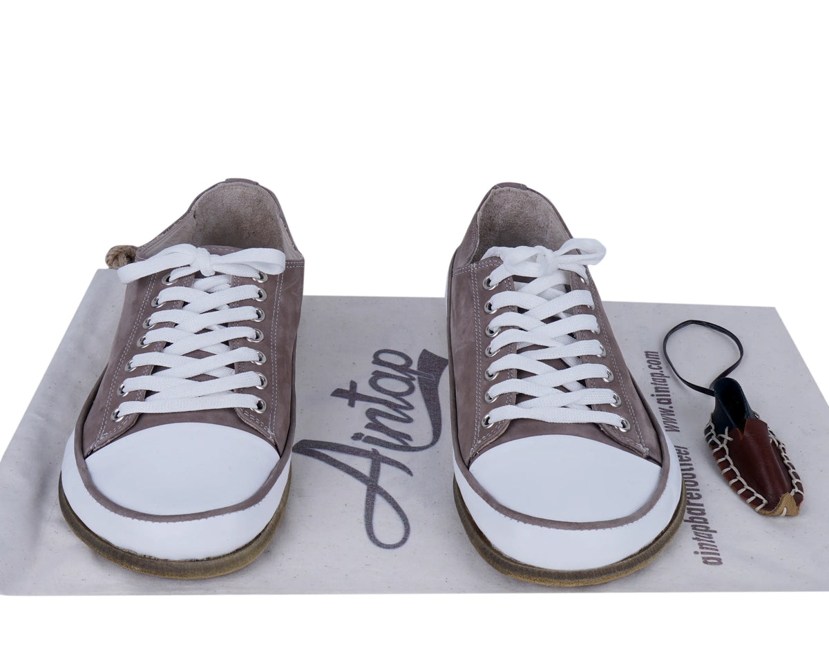 Nubuck Barefoot Converse Shoes – Classic Sole — Leather Sole – Smoked