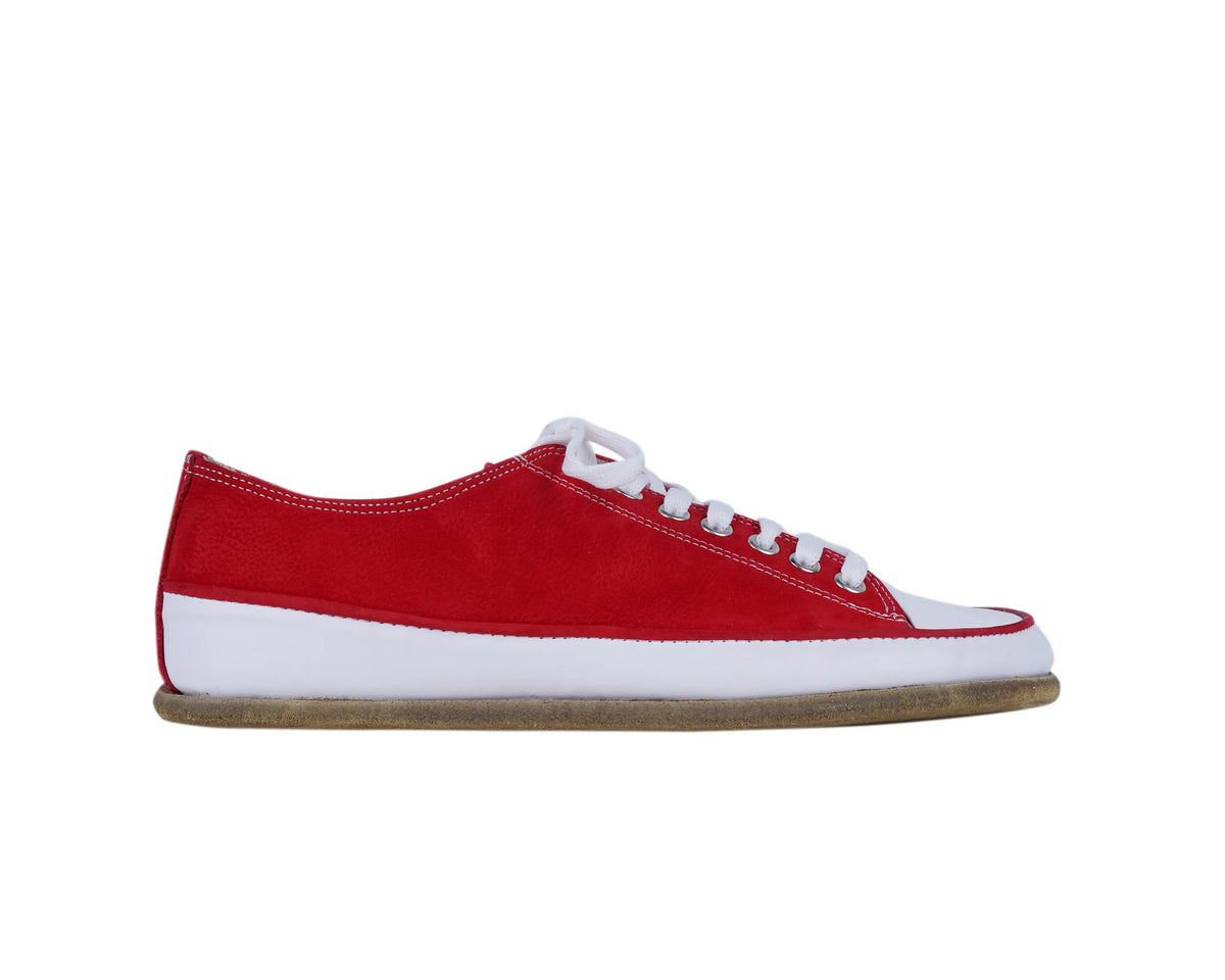 Nubuck Barefoot Converse Shoes – Classic Sole — Leather Sole – Red