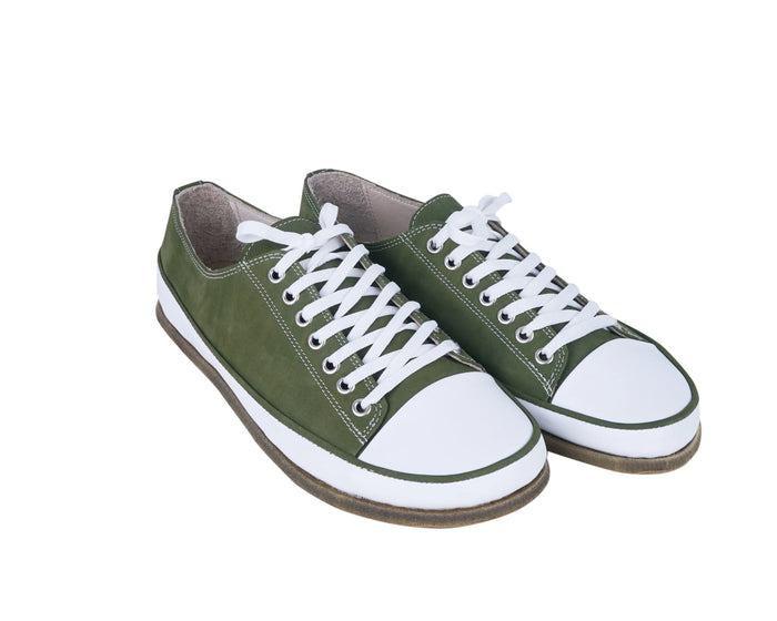 Nubuck Barefoot Converse Shoes – Classic Sole — Leather Sole – Green
