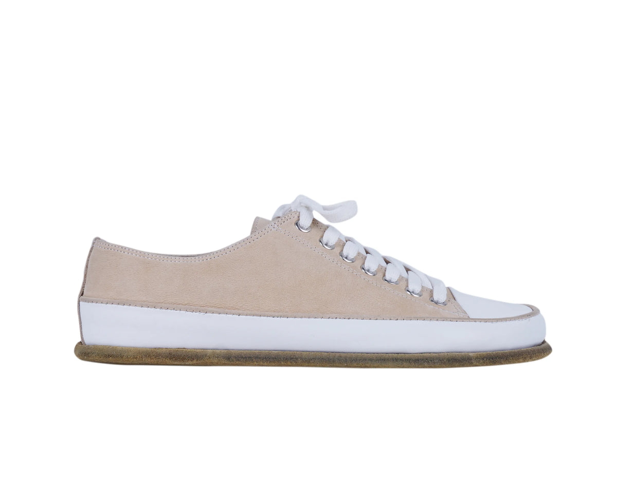 Nubuck Barefoot Converse Shoes – Classic Sole — Leather Sole – Cream