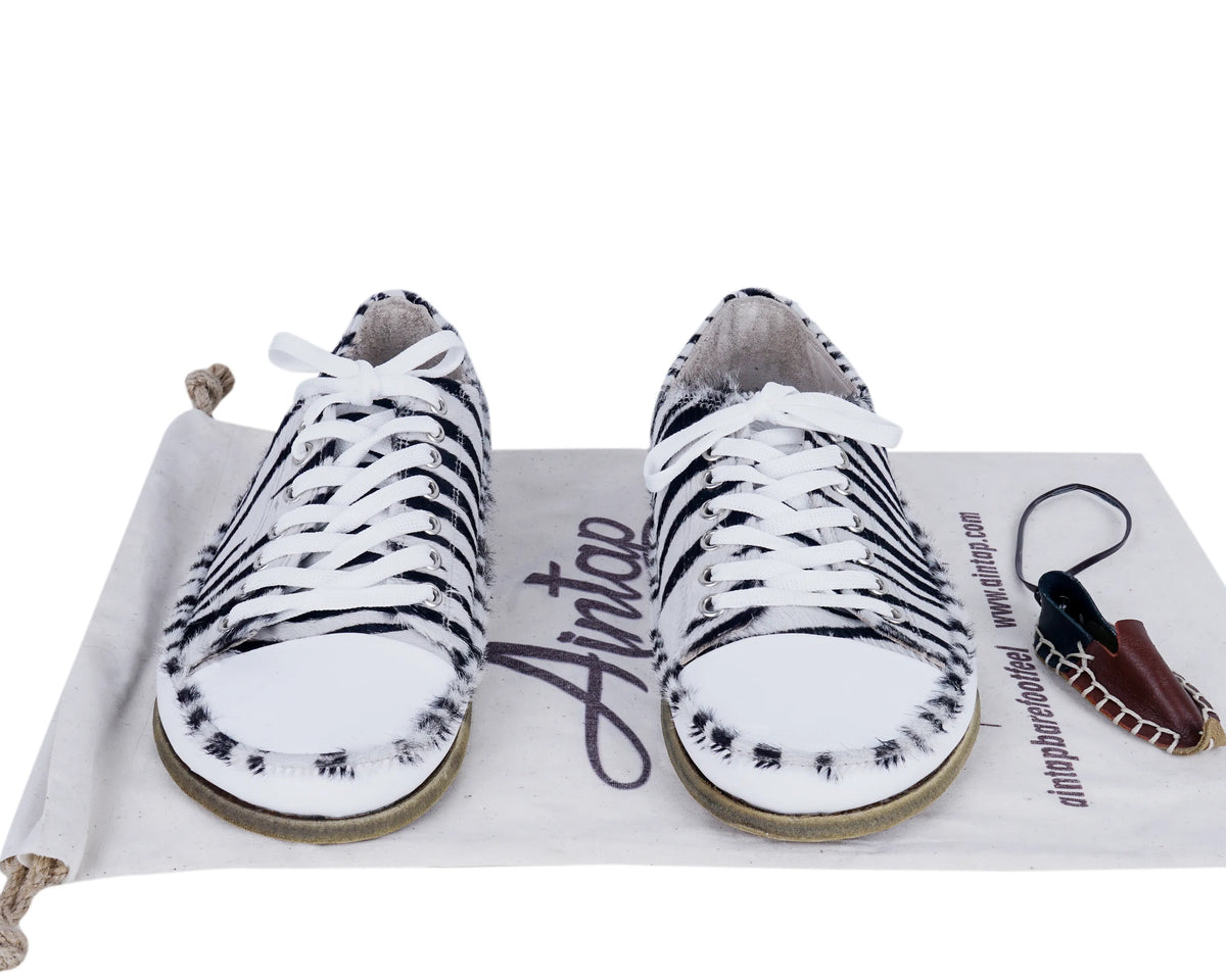 Hair Barefoot Converse Shoes – Classic Sole — Leather Sole – Zebra