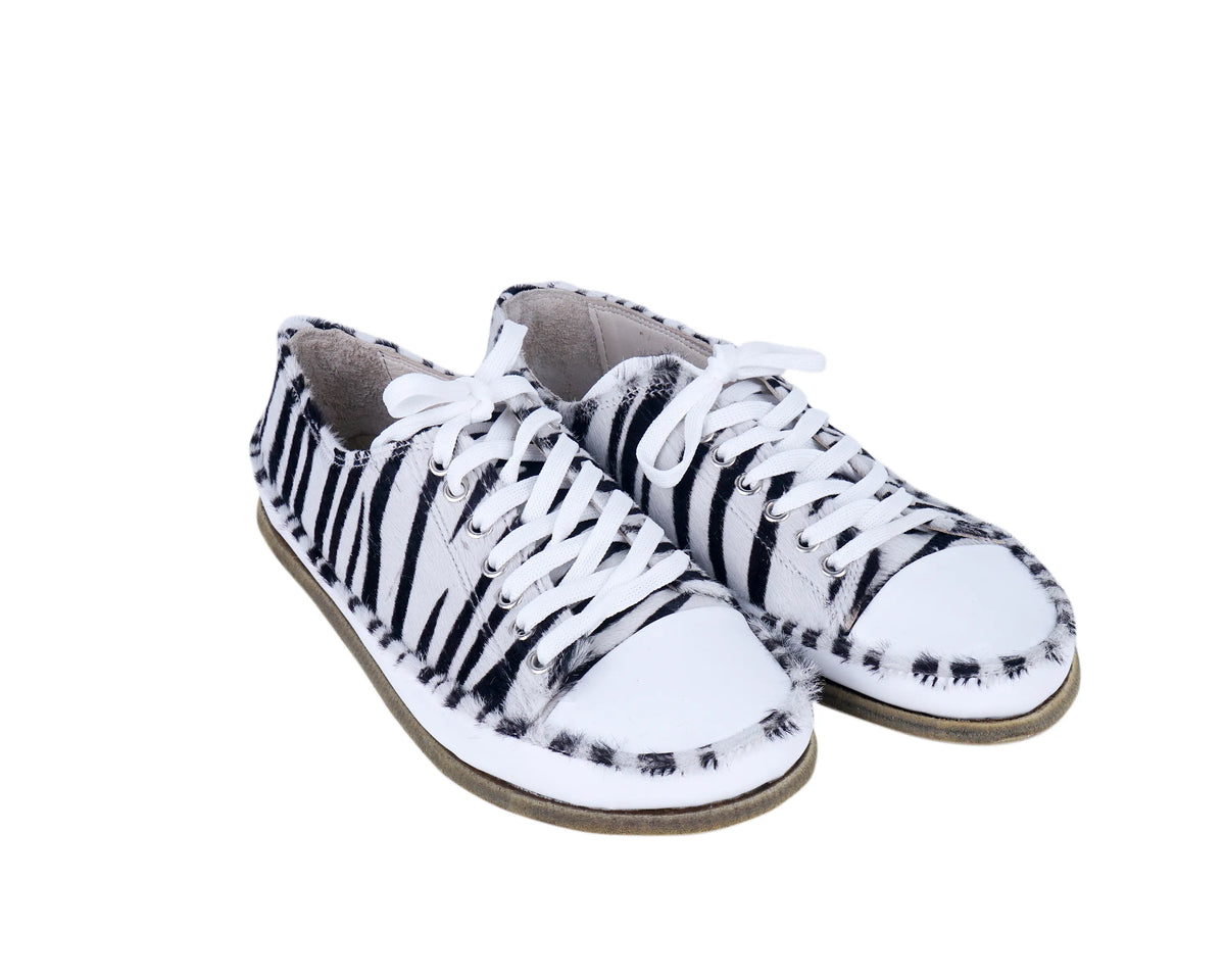 Hair Barefoot Converse Shoes – Classic Sole — Leather Sole – Zebra