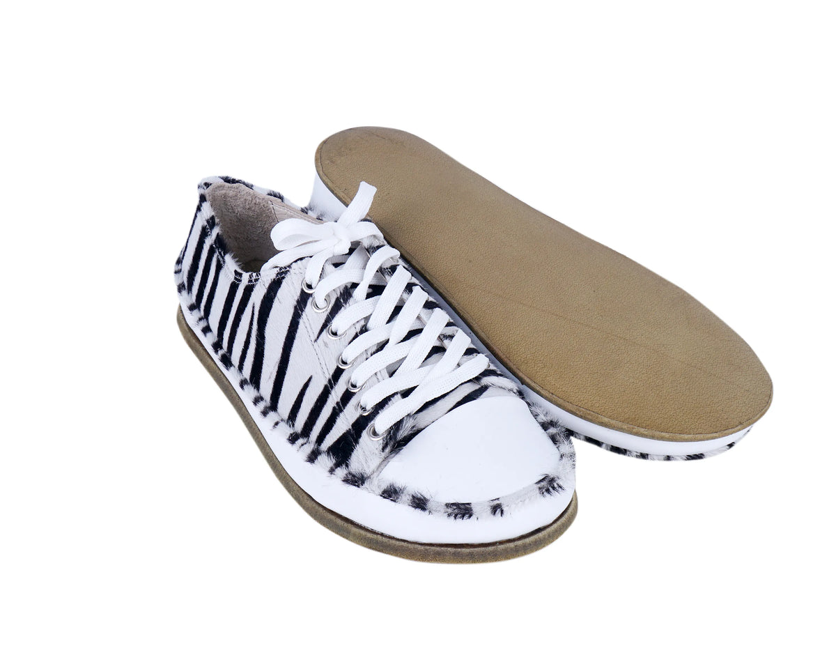 Hair Barefoot Converse Shoes – Classic Sole — Leather Sole – Zebra