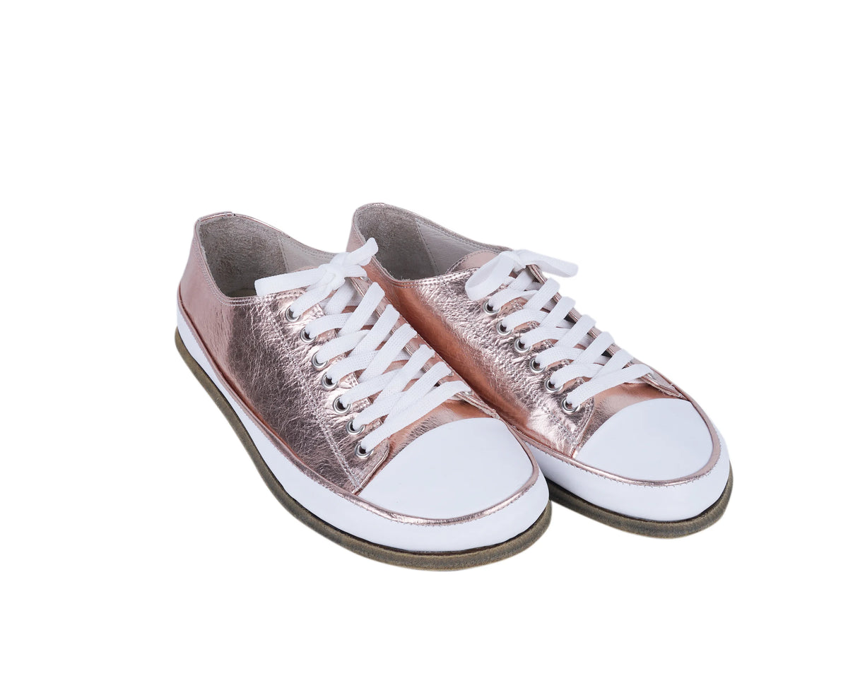 Bright Barefoot Converse Shoes – Classic Sole — Leather Sole – Rose Gold