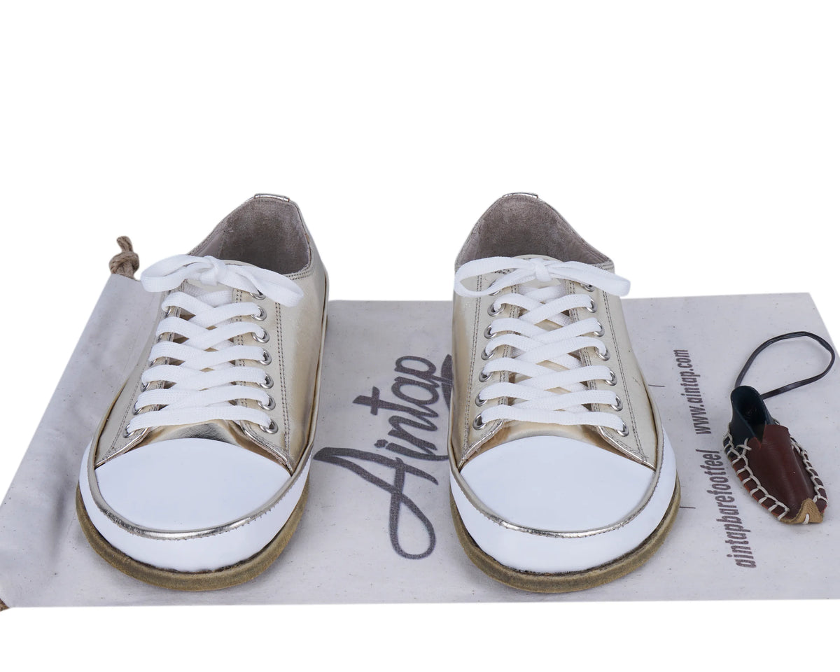 Bright Barefoot Converse Shoes – Classic Sole — Leather Sole – Gold