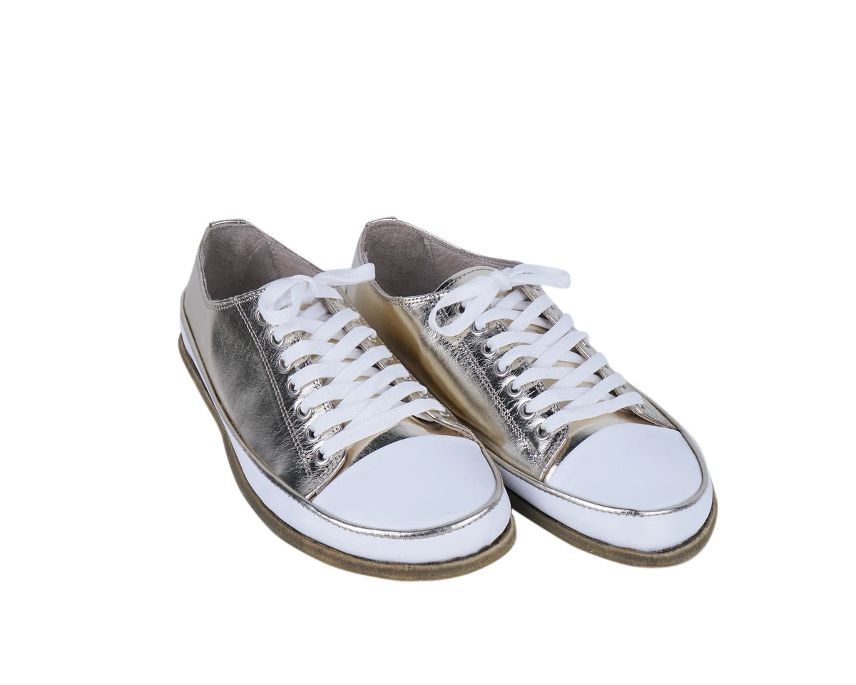 Bright Barefoot Converse Shoes – Classic Sole — Leather Sole – Gold